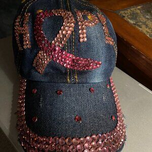 Distressed Denim HOPE BREAST CANCER AWARENESS baseball cap
